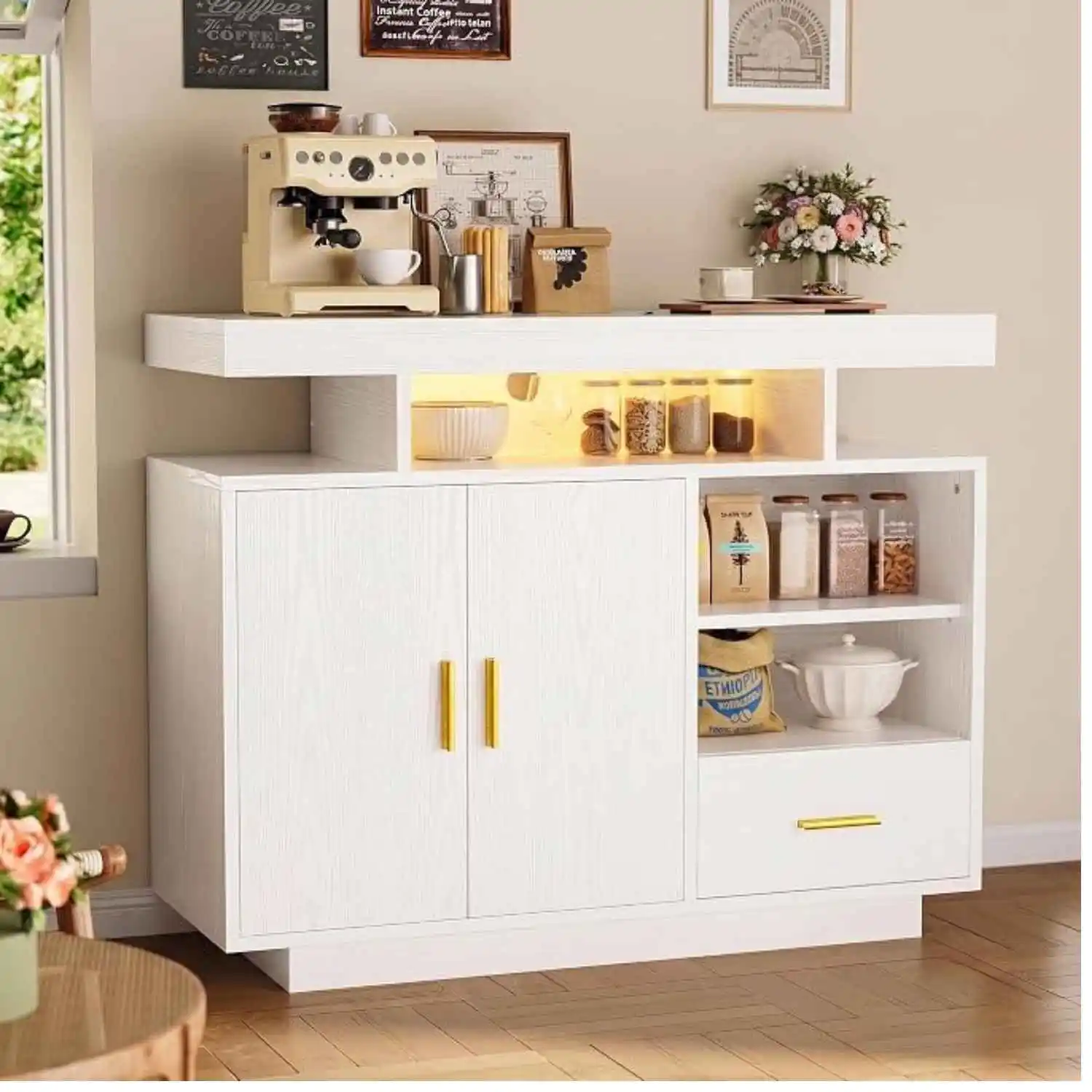 White Coffee Bar Cabinet