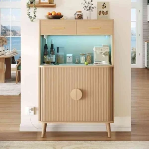 Wood Coffee Bar Cabinet