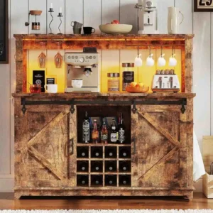 farmhouse coffee bar cabinet with storage