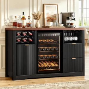 large coffee bar cabinet with fridge space